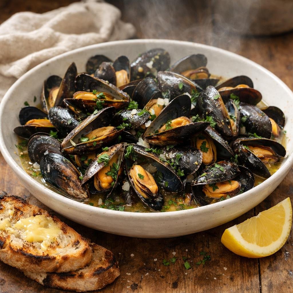 Moules marinières à l'ail