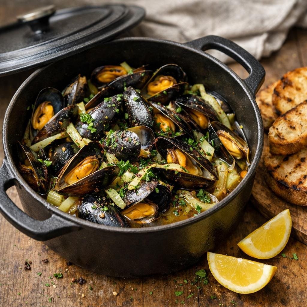 Moules marinières au fenouil