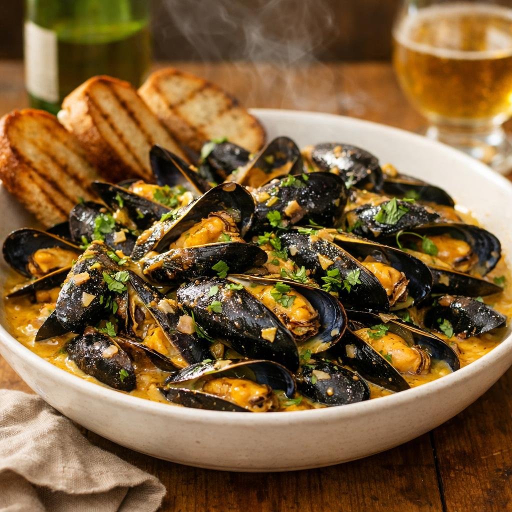 Moules marinières épicées
