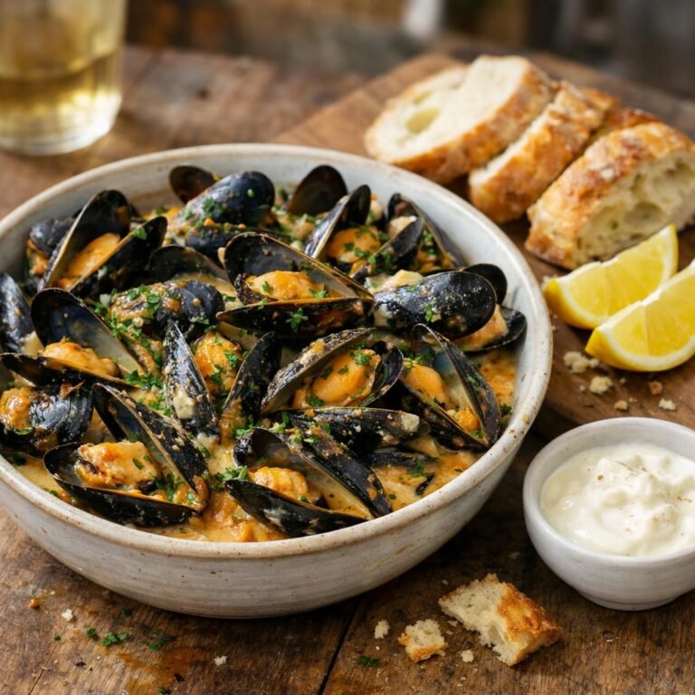 Moules marinières relevées