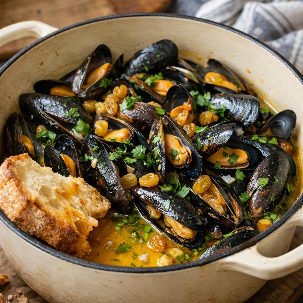 Moules safran raisins