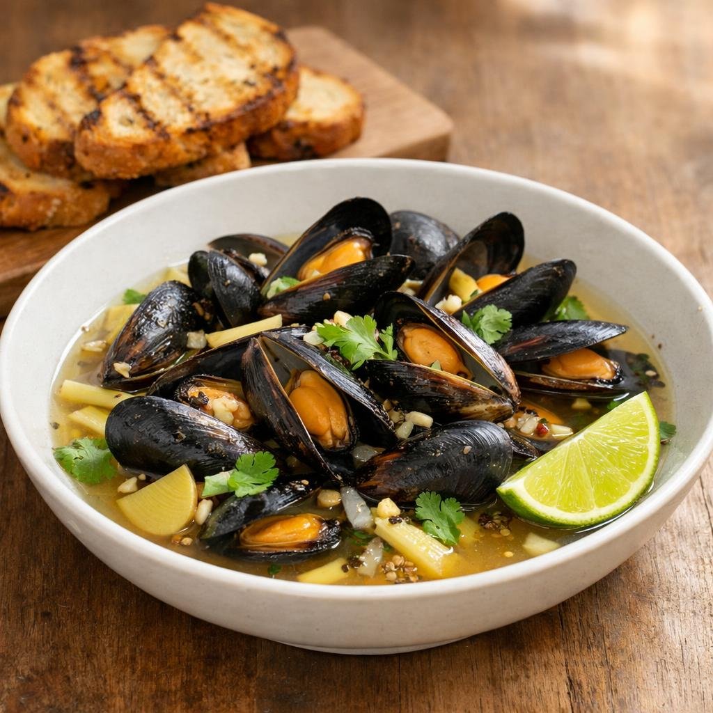 Moules vapeur au Mac Khen