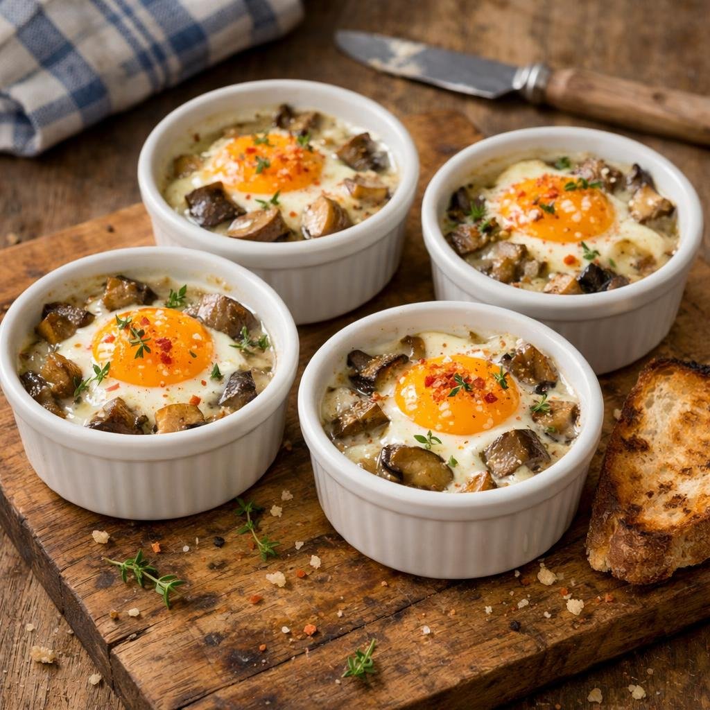 Œufs cocotte aux cèpes