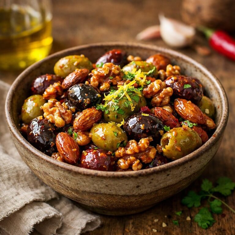Olives et noix marinées