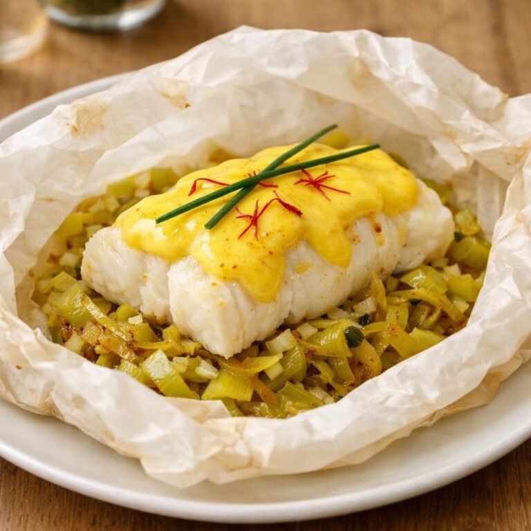 papillote de cabillaud safranée