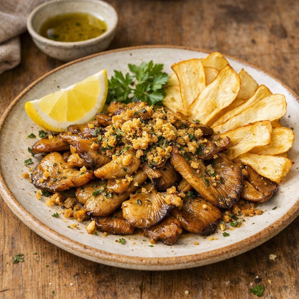 Pleurotes snackés ail et herbes