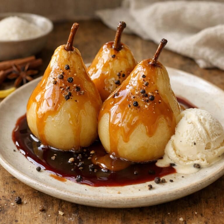 Poires pochées au poivre