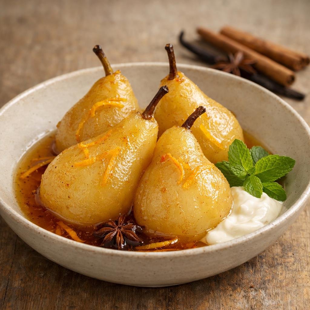 Poires pochées épicées