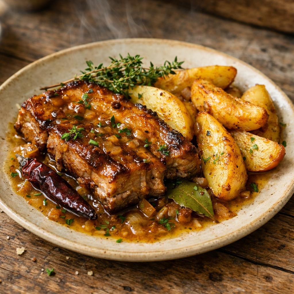 Poitrine de porc braisée