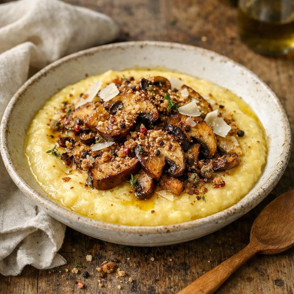 Polenta crémeuse cèpes rôtis