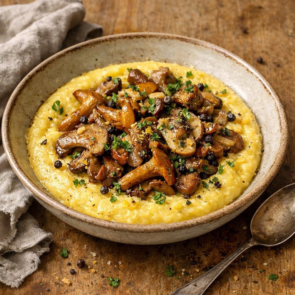 Polenta crémeuse champignons