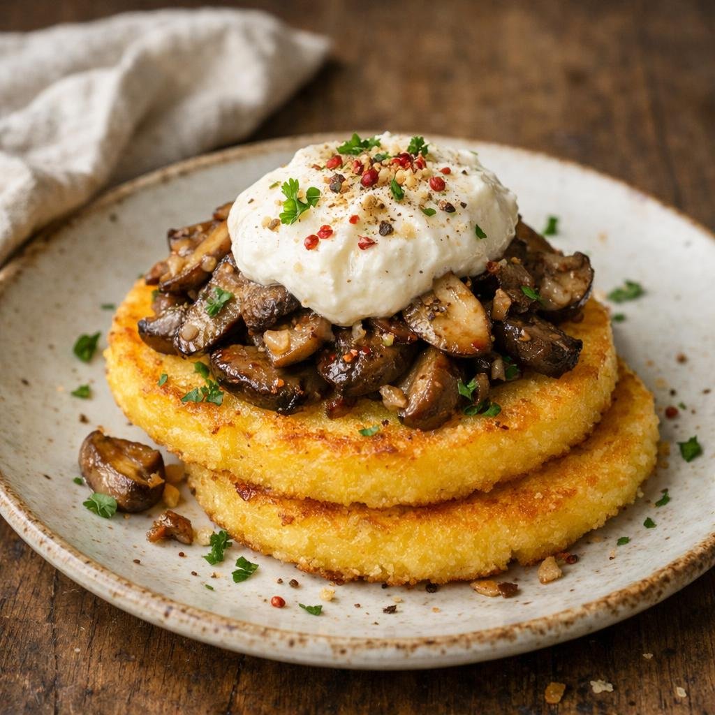 Polenta croustillante cèpes