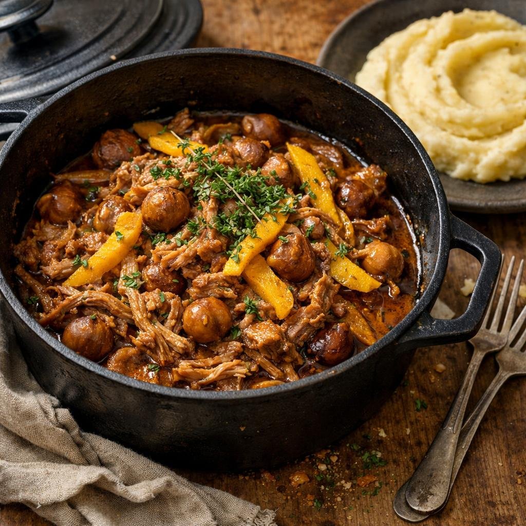Porc braisé mangue séchée