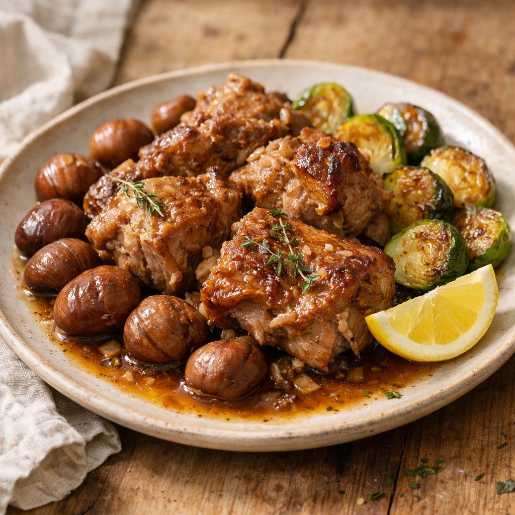 Porc confit aux châtaignes