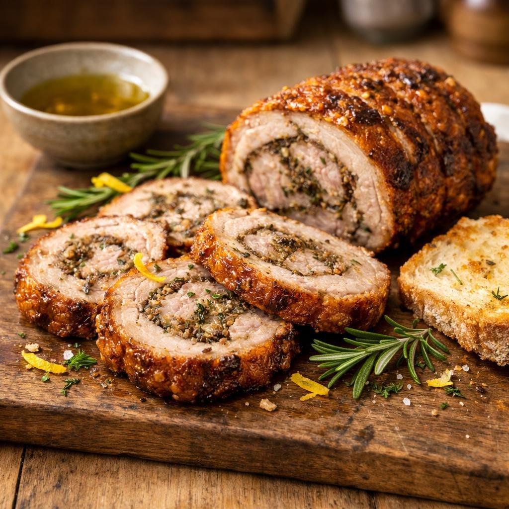Porchetta roulée aux épices