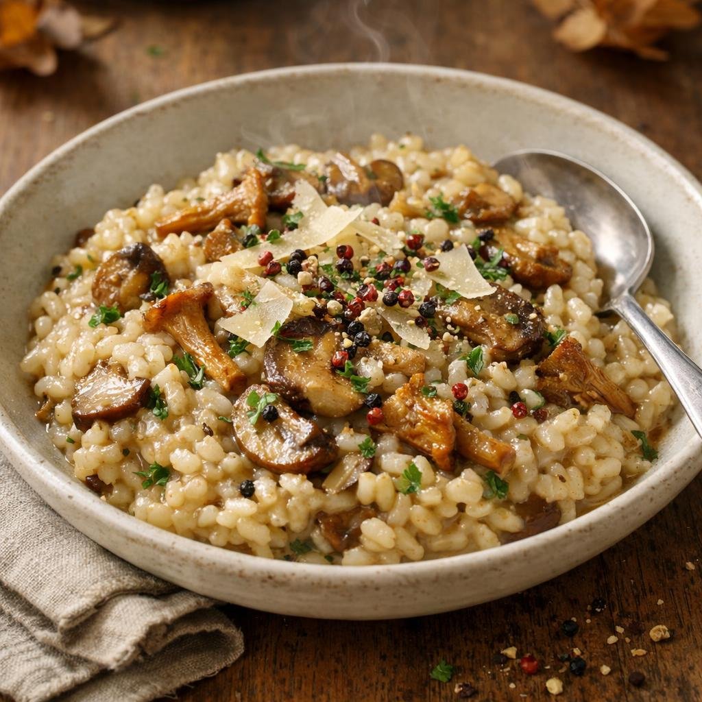 Risotto champignons six baies