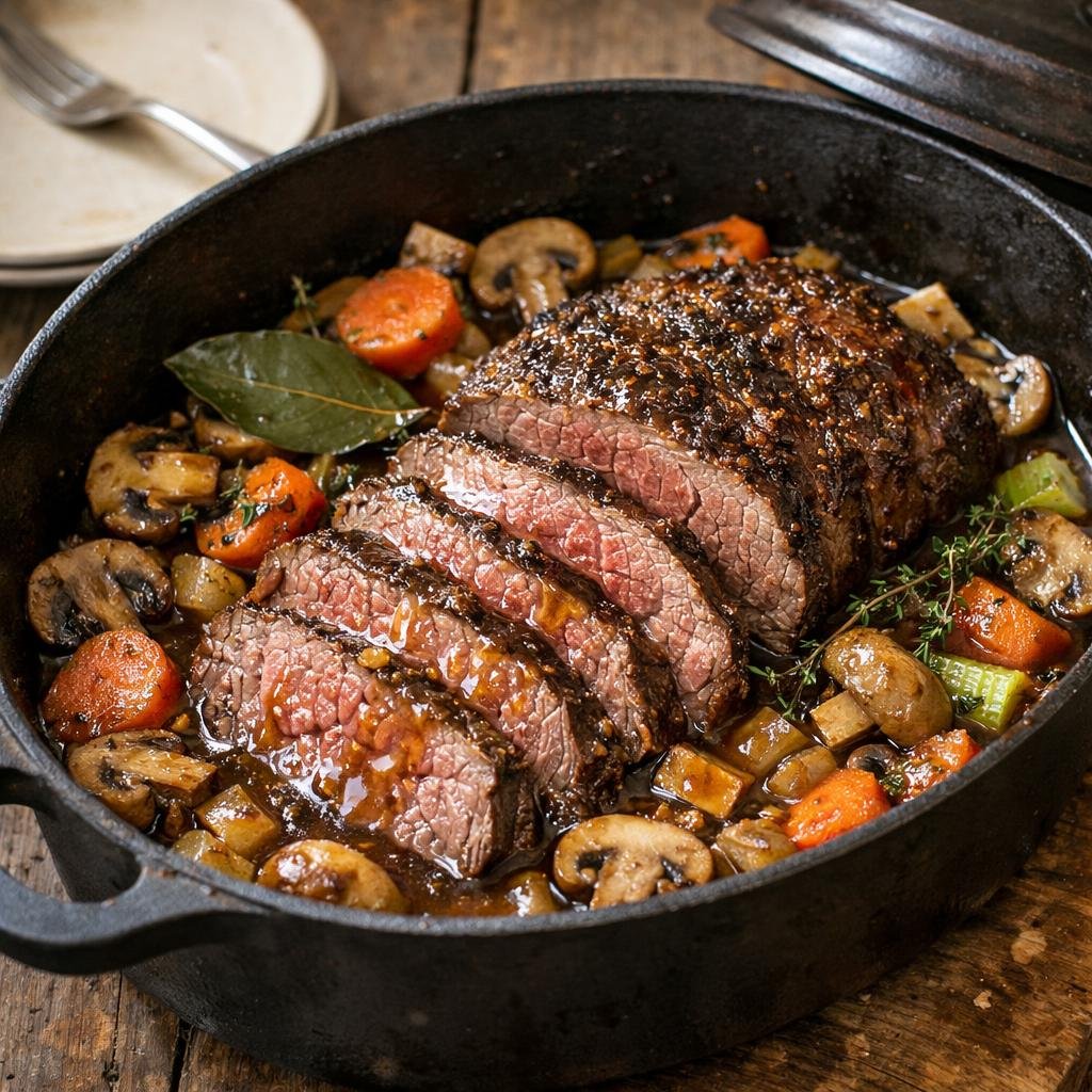 Rôti de bœuf à l'ail