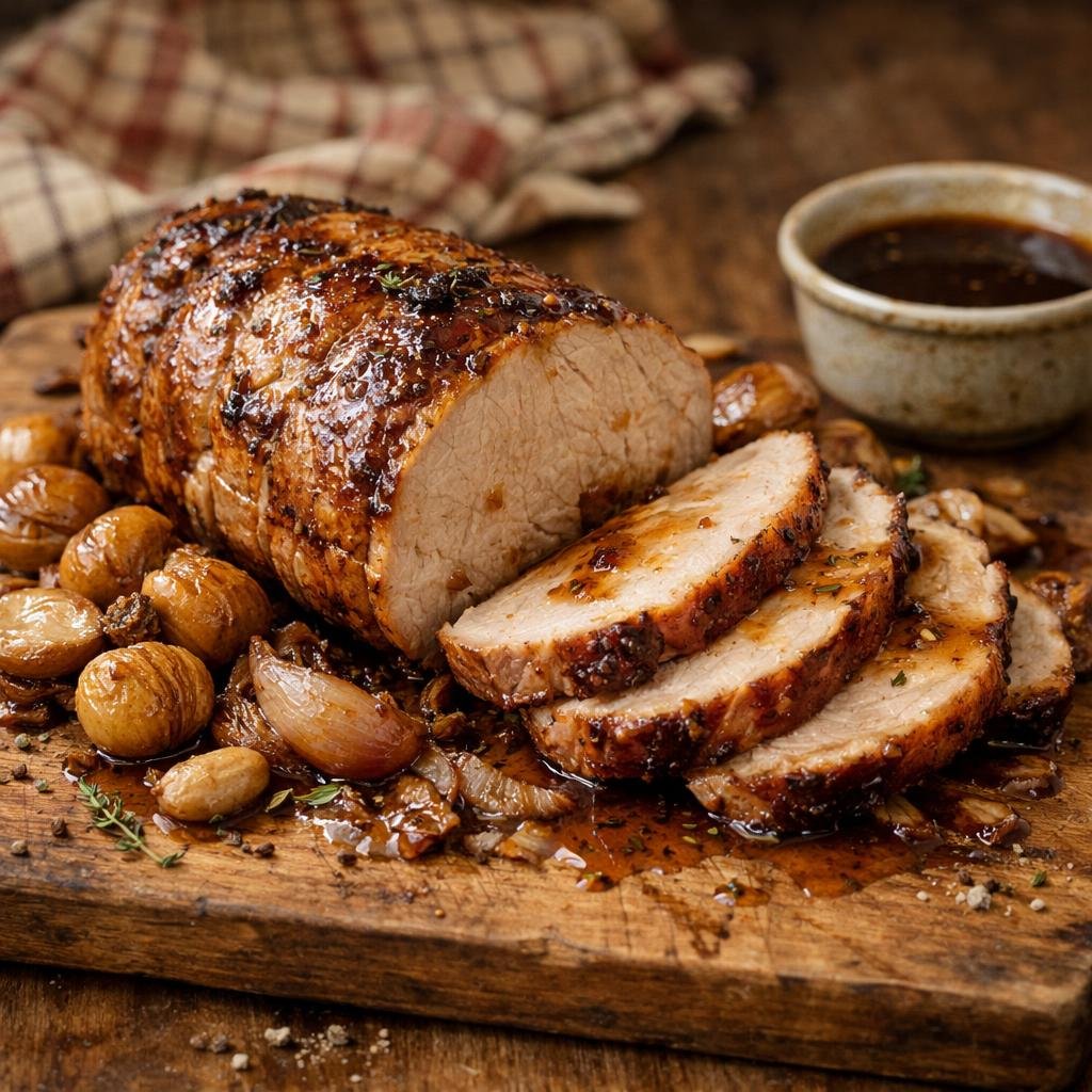 Rôti de porc aux châtaignes