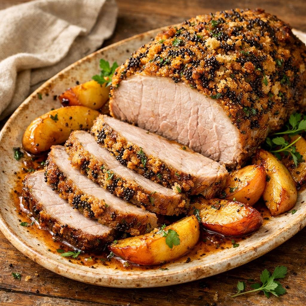 rôti de porc moutarde noire