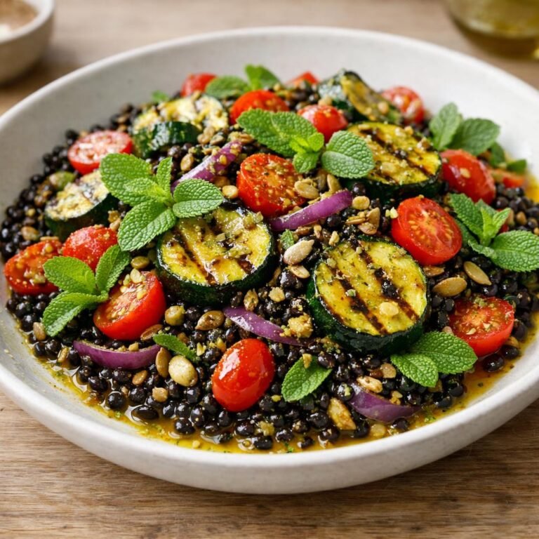 Salade tiède de lentilles beluga