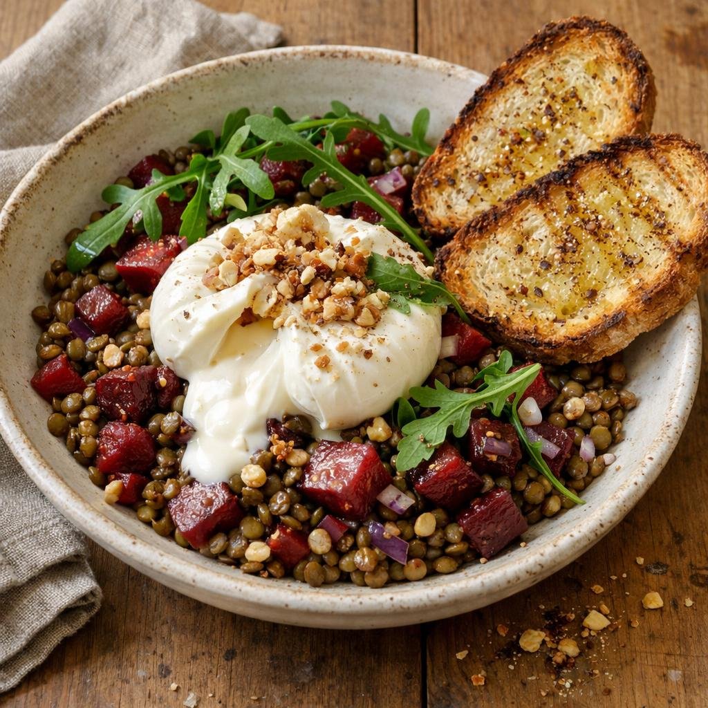 Salade tiède de lentilles