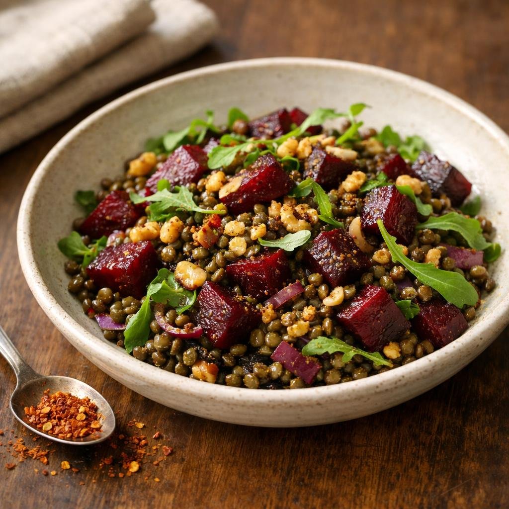 Salade tiède de lentilles