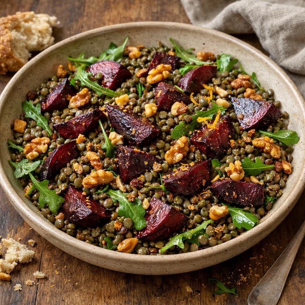 Salade tiède de lentilles