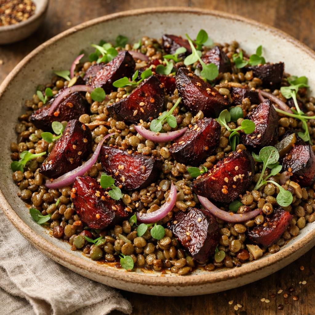 Salade tiède de lentilles