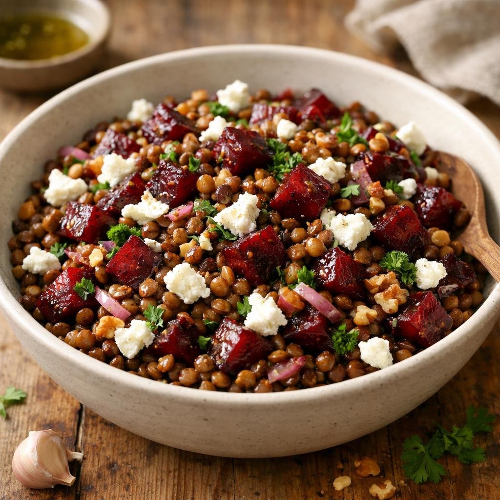 Salade tiède de lentilles