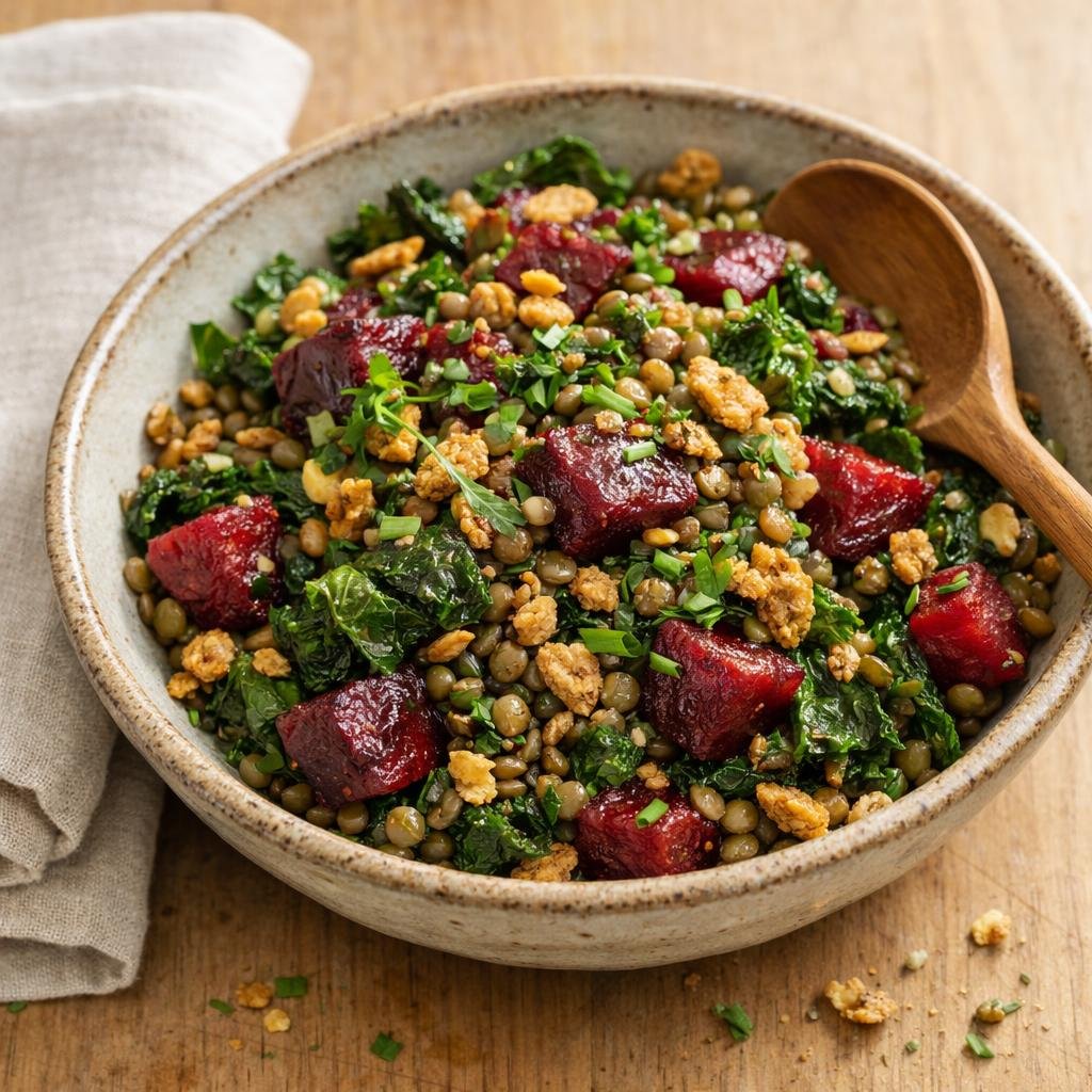 Salade tiède de lentilles