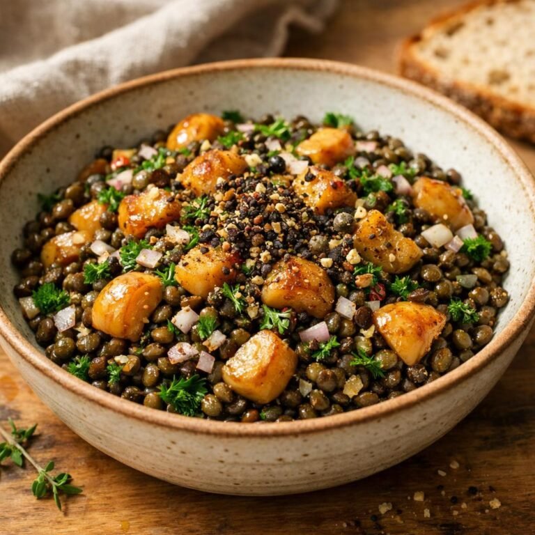 Salade tiède lentilles