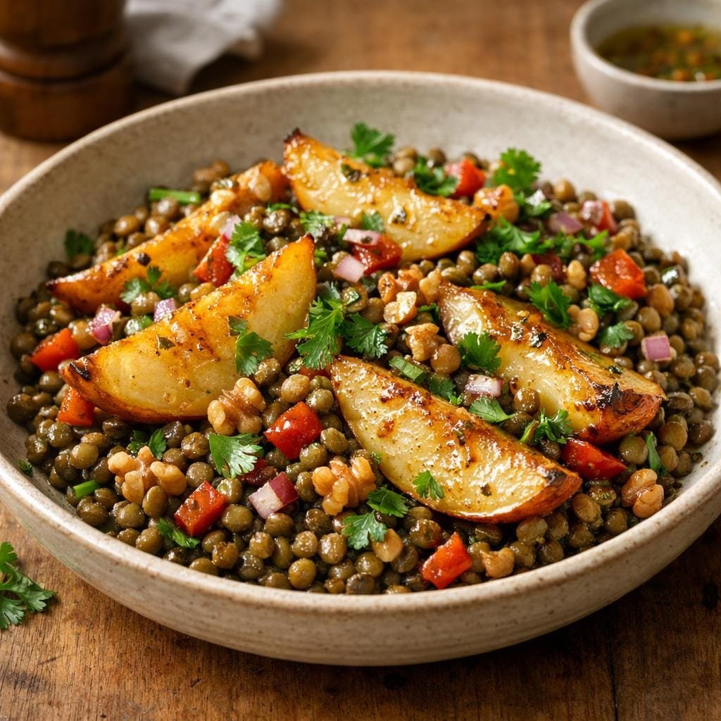 Salade tiède de lentilles