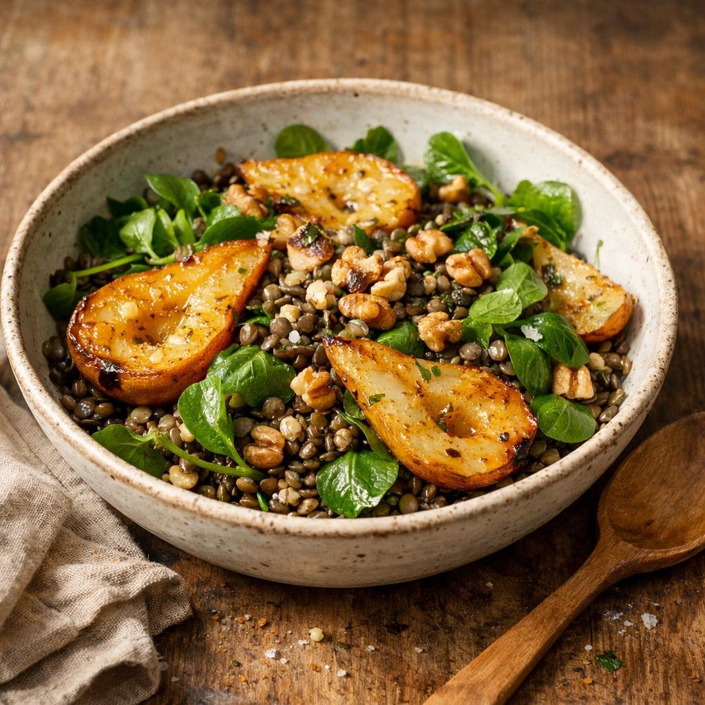 Salade tiède de lentilles