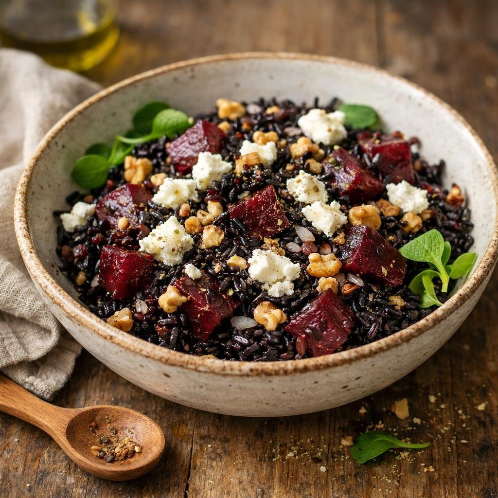 Salade tiède de riz noir