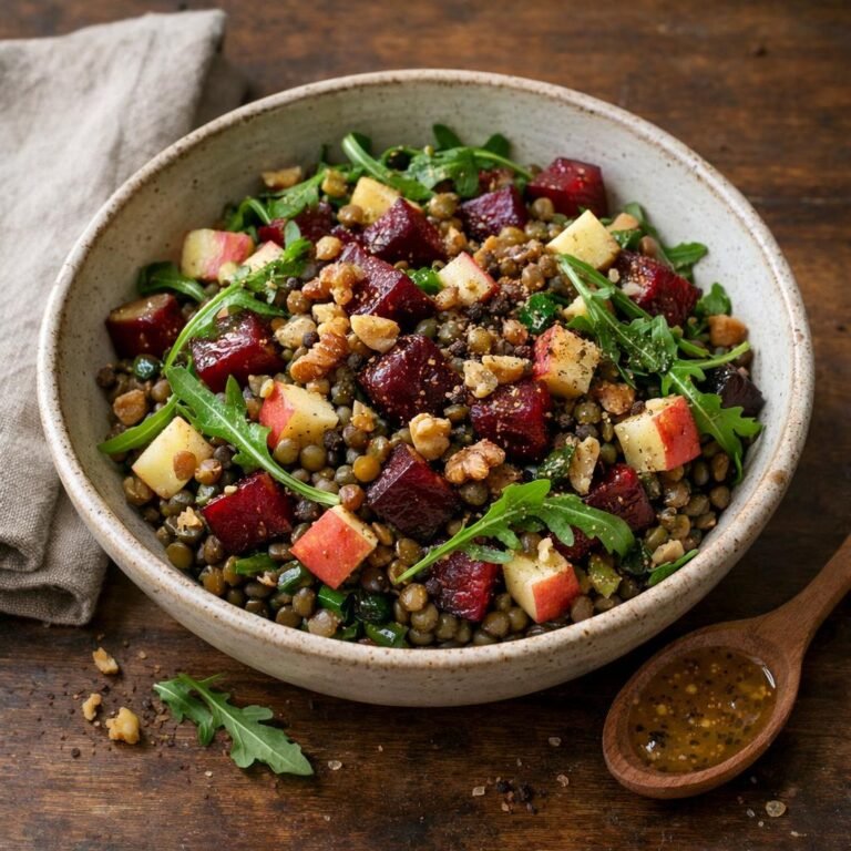Salade tiède lentilles betterave