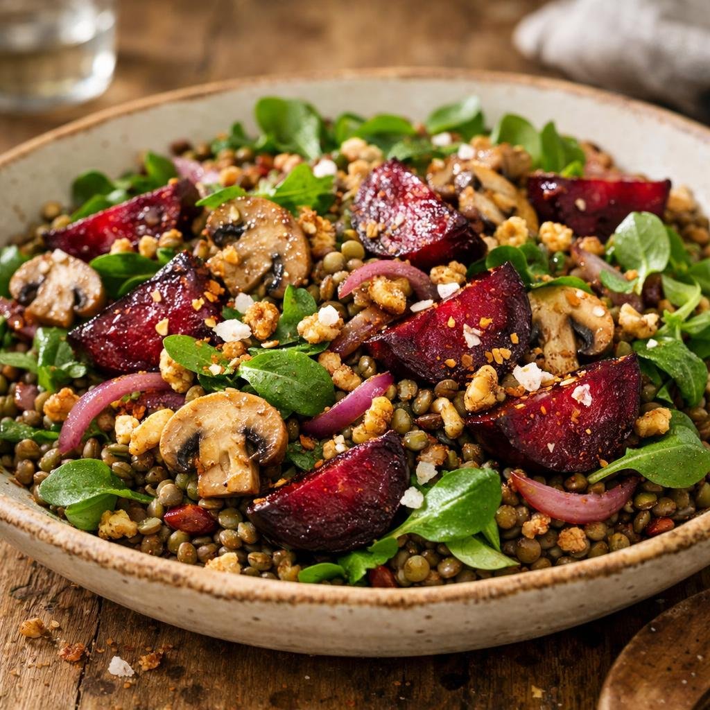 salade tiède lentilles betteraves