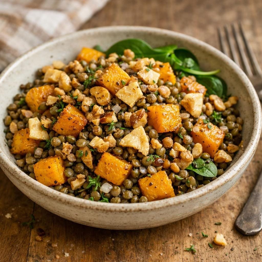 Salade tiède lentilles butternut