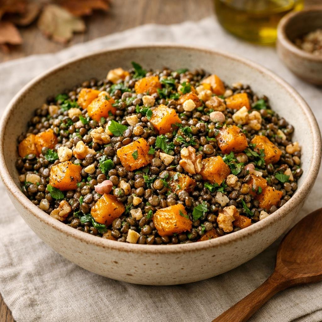 Salade tiède lentilles