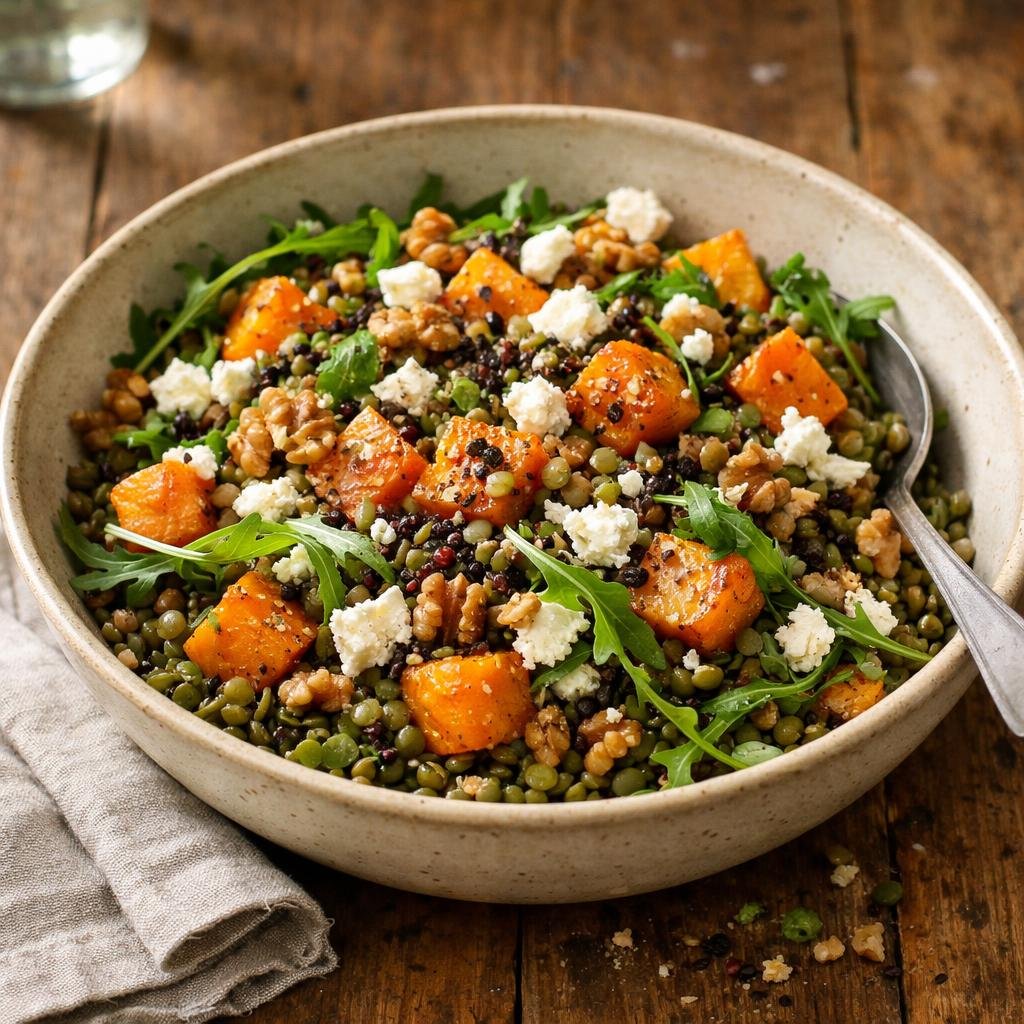 Salade tiède lentilles potimarron