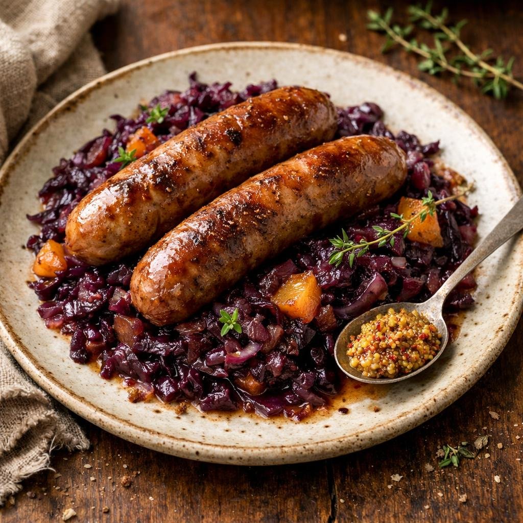 saucisses au chou rouge