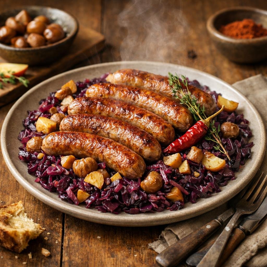 saucisses châtaignes piment