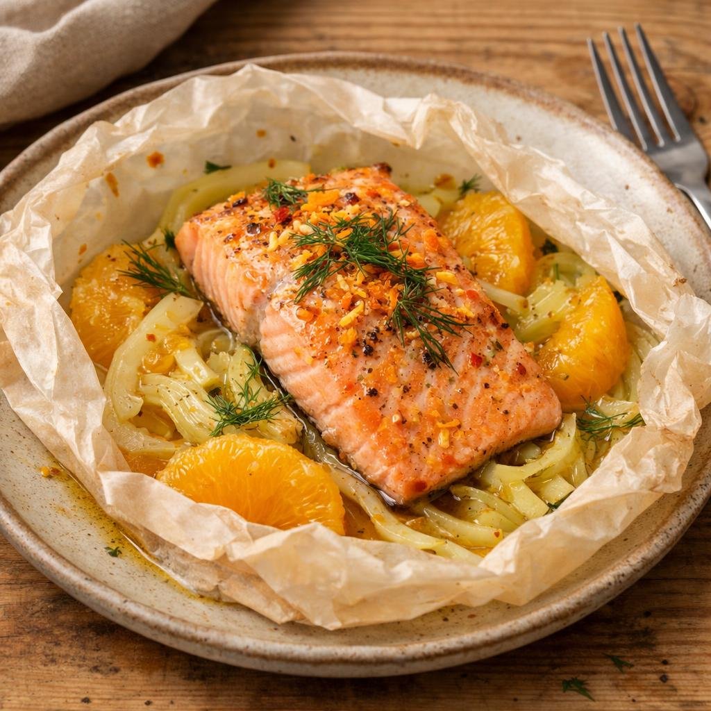 Saumon en papillote piment-citron