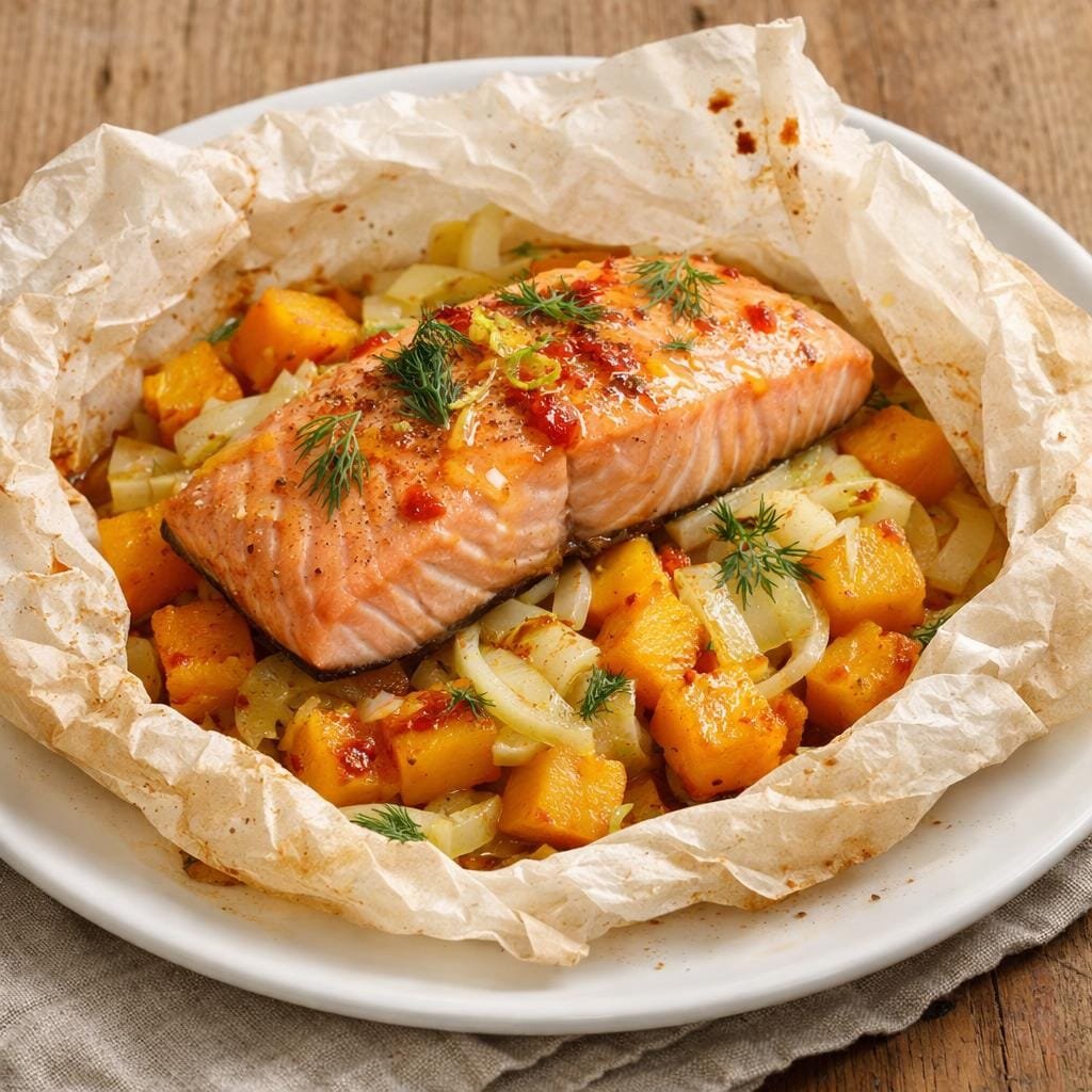 Saumon en papillote pimenté