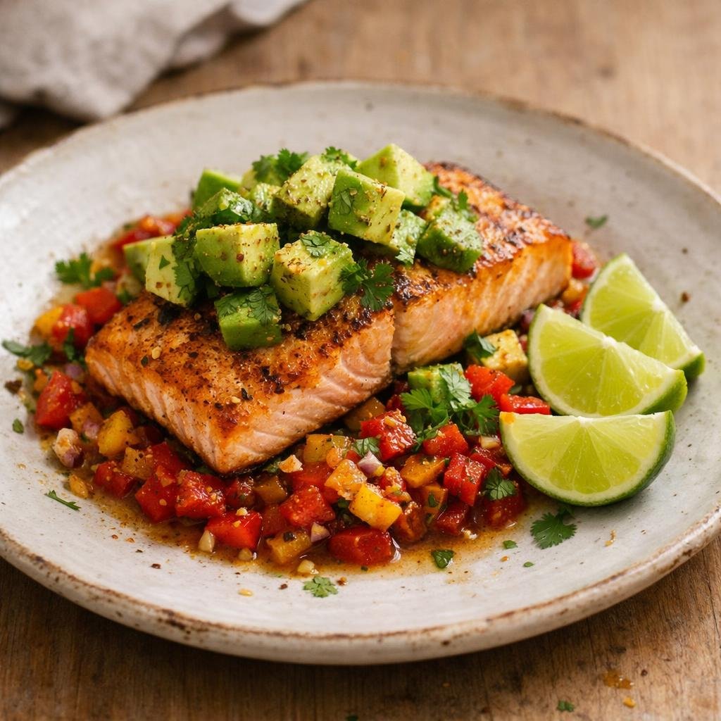 saumon grillé guacamole