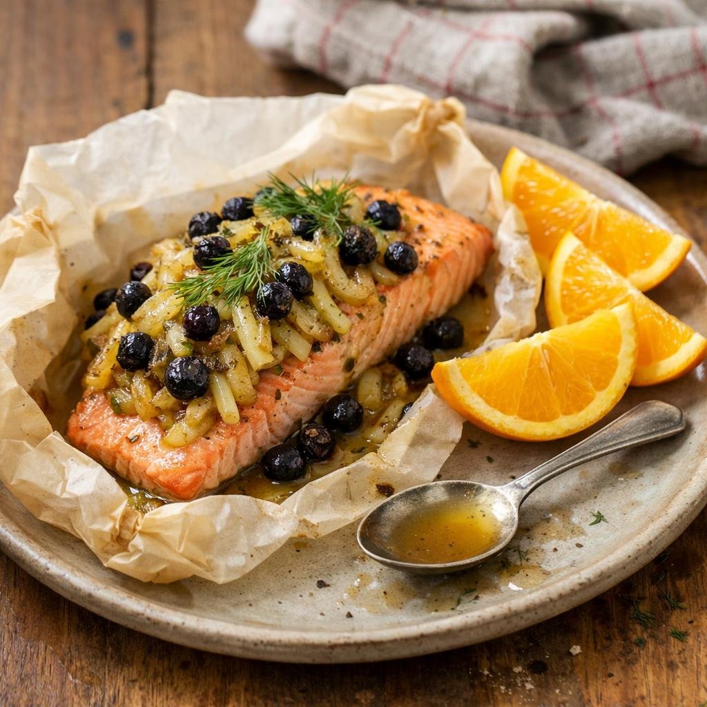 Saumon papillote myrtilles