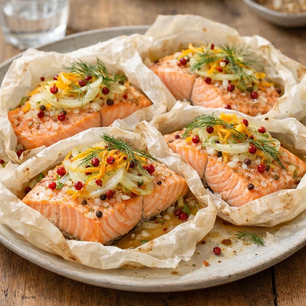 Saumon papillote poivre