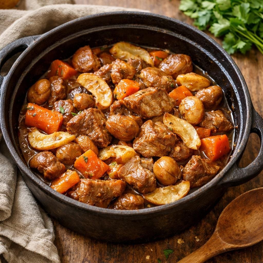 sauté de veau aux pommes déshydratées