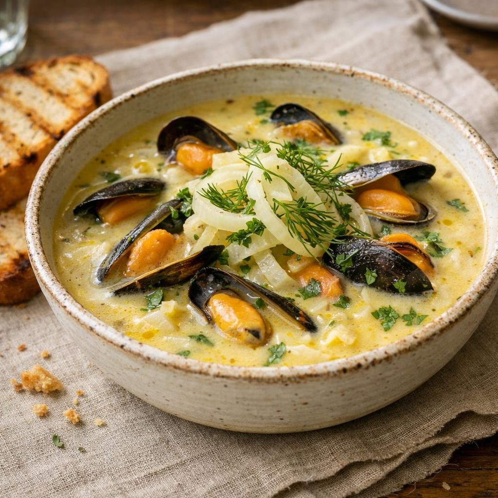 Soupe crémeuse de moules