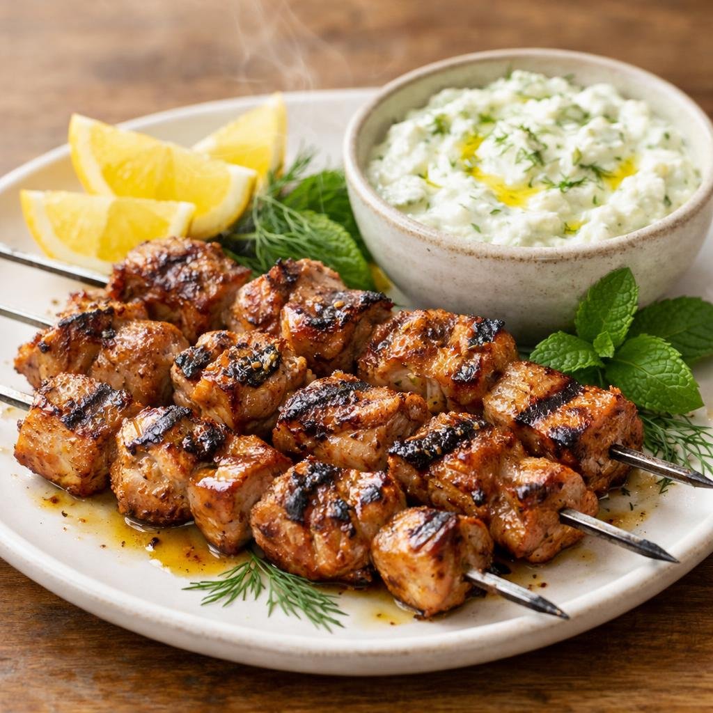 Souvlaki de porc pimenté