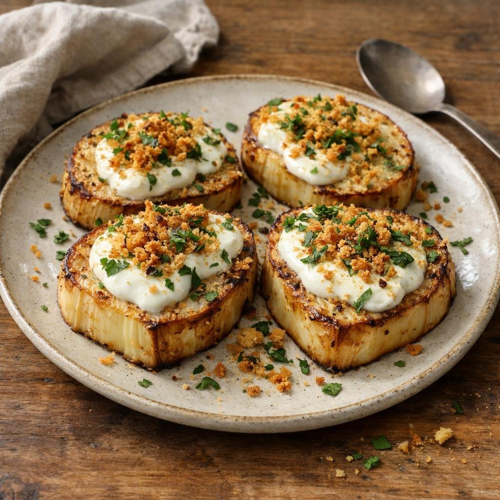 Steaks de céleri‑rave rôtis